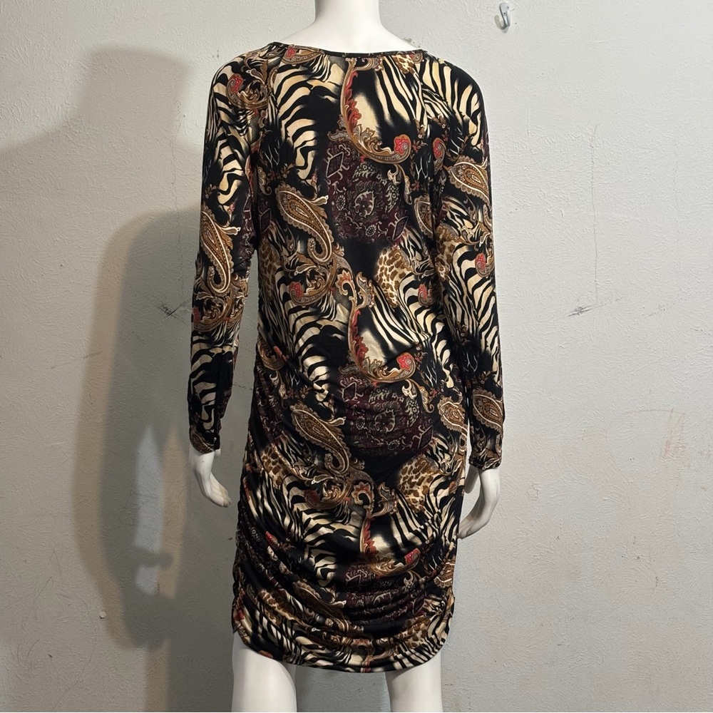 Boston Proper Black and Brown Animal Print Long Sleeve Dress - Picture 8 of 9